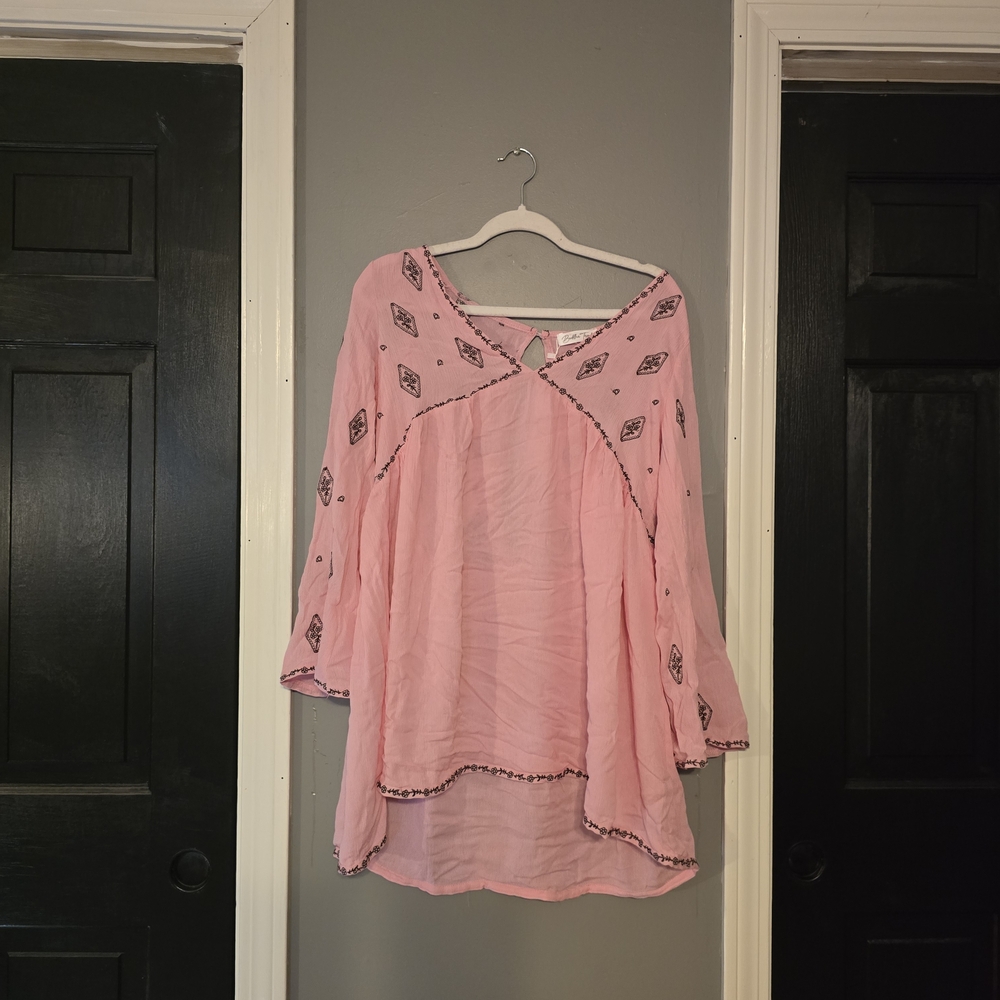 Chic Pink Embroidered Blouse